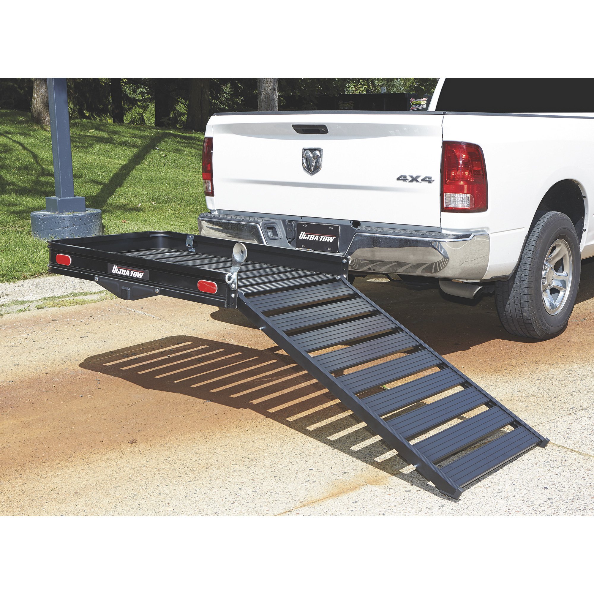 Ultra-Tow Aluminum Hitch Cargo Carrier with Ramp — 500-Lb. Capacity, Black, 50in. x 30.25in. x 4in.